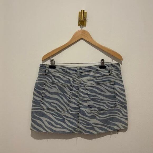Dakota Blue Y2K Denim Zebra Frayed VINTAGE Side Ruched Mini SkirWomen's Size L - Picture 5 of 14